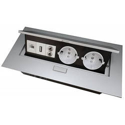 Подовжувач GTV SCHUCO 2хUSB, audio, Ethernet, Алюміній