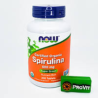 Спирулина Now Foods Certified Organic Spirulina 500 мг 200 таб.