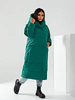 Зимняя женская куртка-пуховик Oversize. Цвет трава.