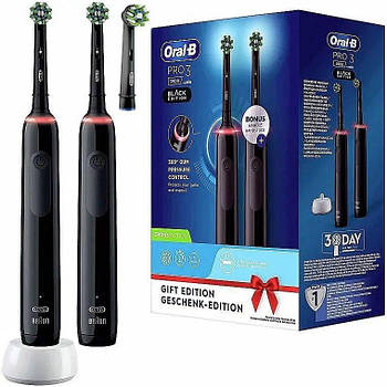 Набір зубних щіток Braun Oral-B Pro 3 3900 Cross Action Black/Black + додаткова насадка