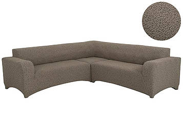 Чохол на кутовий диван жакардовий без оборки (рюшів),натяжний,універсальний,Venera темний беж, багато кольорів