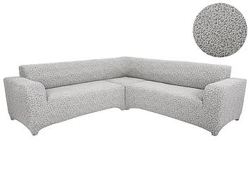 Чохол на кутовий диван жакардовий без оборки (рюшів),натяжний,універсальний,Venera світло-сірий, багато кольорів