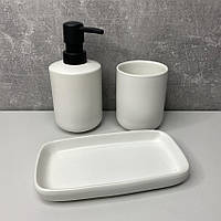 Набір для ванної кімнати (3 предмети) дозатор для мила, склянка для зубних щіток та мильниця Bona Di 851-327