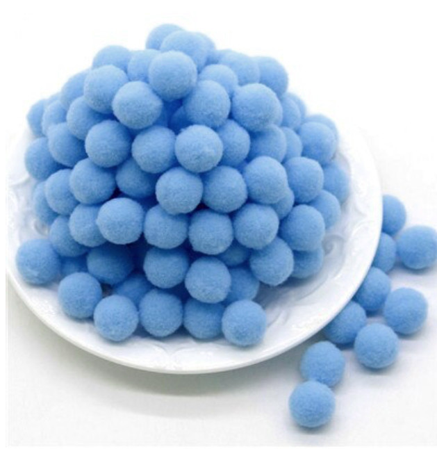 Помпончики велюрові люкс, 1 см, незабудковий (50 шт)