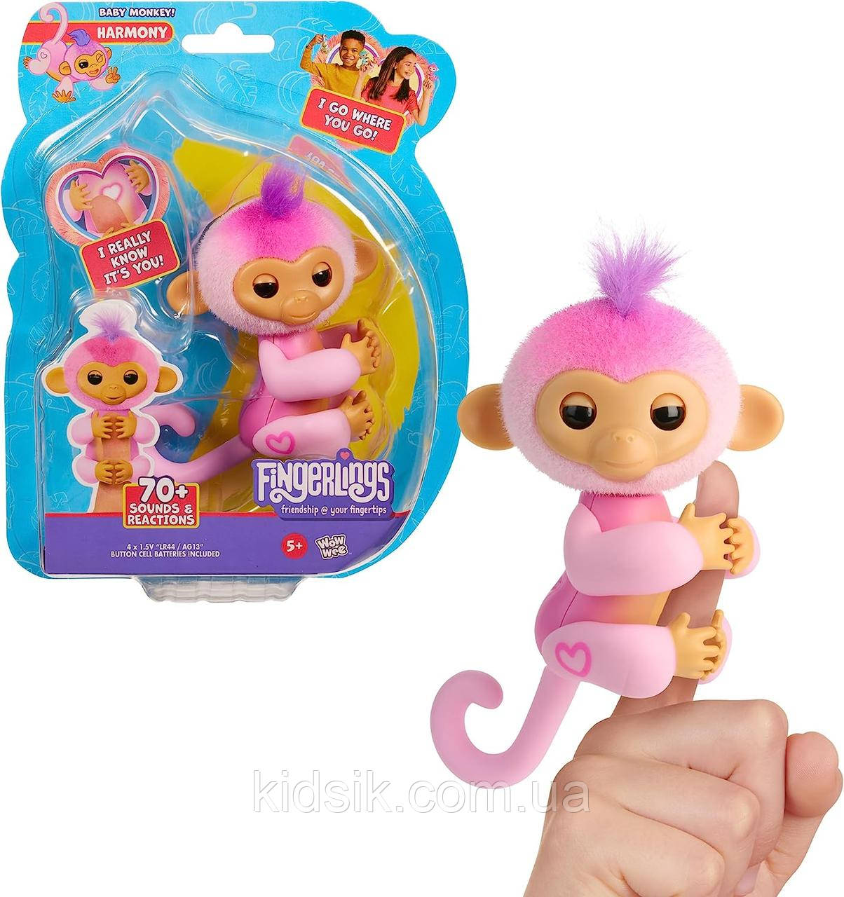 Інтерактивна іграшка мавпочка Гармонія New Fingerlings 2023 Interactive Baby Monkey Harmony (рожевий) WowWee