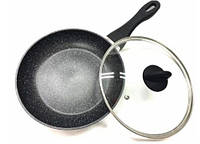 Сковорода для приготування жаркого Benson, Сковорода порційна 24см з мармуровим антипригарним покриттям.