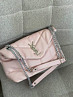 Женская сумка розовая через плечо Yves Saint Laurent Pudra эко кожа стильная молодежная сумка