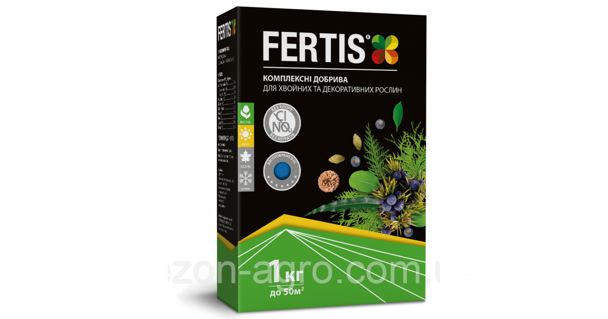 Комплексне мінеральне добриво Фертіс/Fertis NPK 12.8.16+МЕ для хвої, 1 кг
