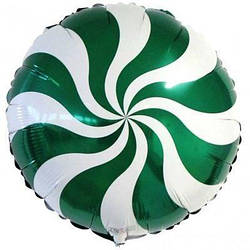 Фольгована гелієва куля 45 см Круг цукерка зелена