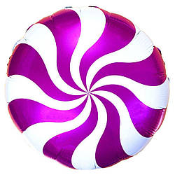 Фольгована гелієва куля 45 см Круг цукерка фіолетова