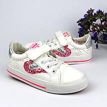 9829D Білі сліпони налипучці для дівчинки з рожевими блискітками тм Том.м розмір 28 - устілка 17,5 см, фото 2