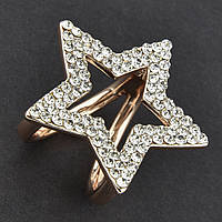 Кольцо для платка или шарфа золотистого цвета звёздочка с белыми кристаллами размер изделия 3х2 см