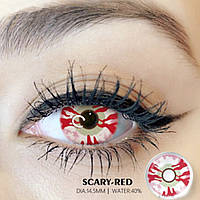 Крейзи линзы для косплея- 1 пара SCARY-RED Белый