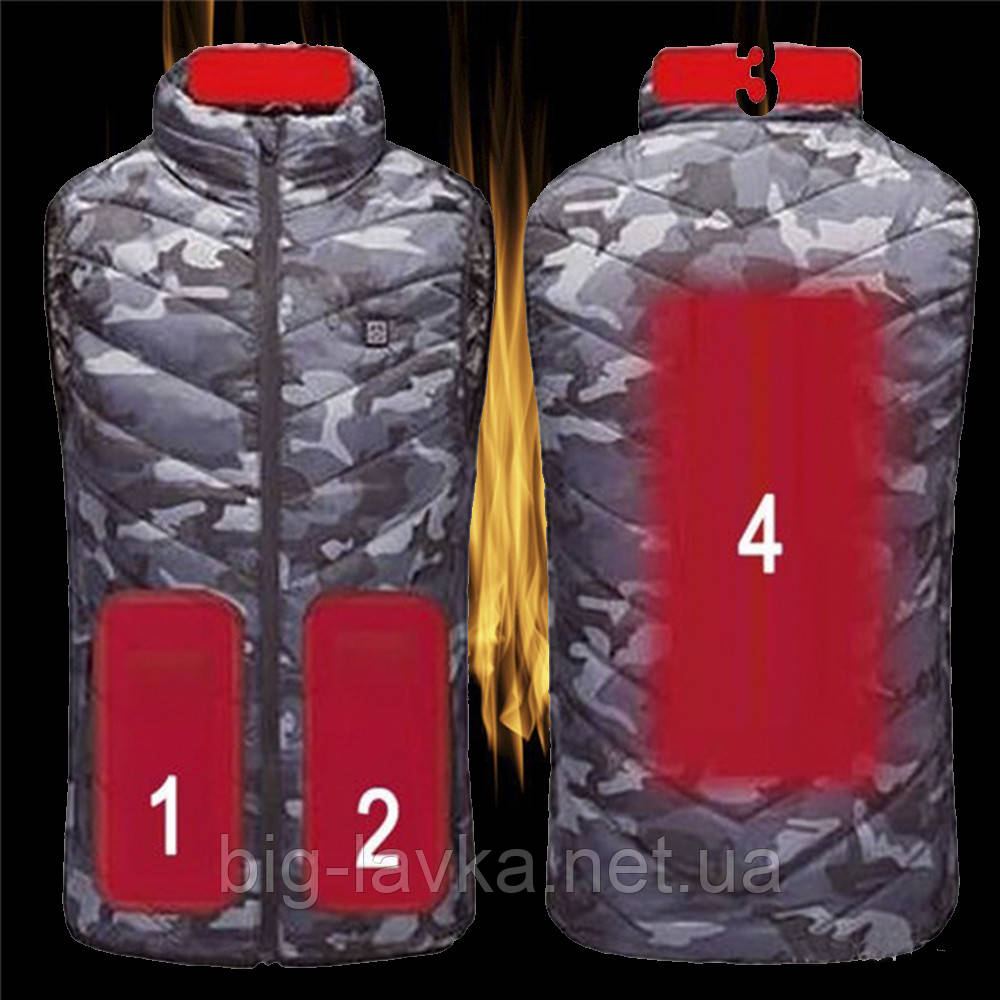 Жилетка з підігрівом від PowerBank 4 зони L L Серый