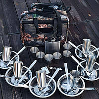 Кемпинговый набор посуды в сумке/ Армейский набор посуды для 6 человек/ Туристическая посуда нержавейка