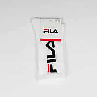 Носки FILA белые мужские. Высокие, тонкие, с надписью. ONE SIZE, COTTON. 1 пара