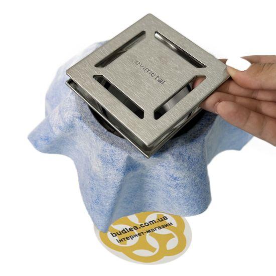 Вертикальний трап для душової кабіни PYS Floor Drain 10х10 см, малюнок решітки лінія Evimetal
