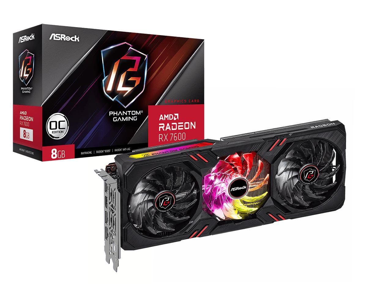Відеокарта ASrock Radeon RX 7600 Phantom Gaming 8 GB OC (RX7600 PG 8GO), фото 1