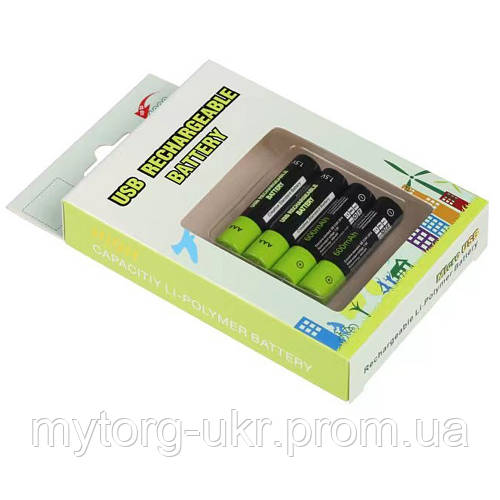 Комплект аккумуляторов LiPo ААА Micro USB ZNTER 4 шт 600 мАч (ID ...