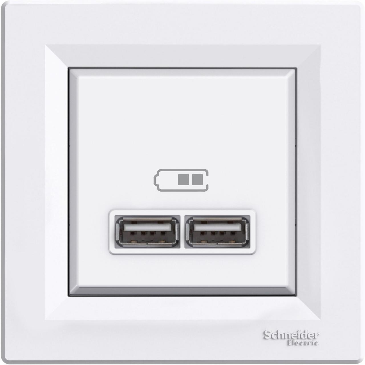 Розетка USB 2.1A тип А+А Schneider Electric Asfora біла