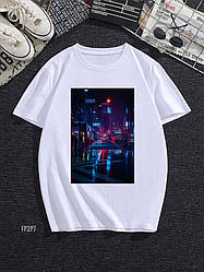 Чоловіча базова футболка «Вулиці міста» (біла) fp2p7  молодіжна спортивна футболка для хлопців