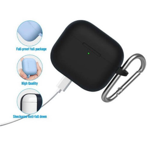 Чохол накладка Silicon Case з мікрофіброю для AirPods 3 Black