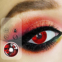 Лінзи кольорові контактні оригінальні 1 пара Крейзі лінзи для косплея DEATH-EYE Червоний Хіт продажу!