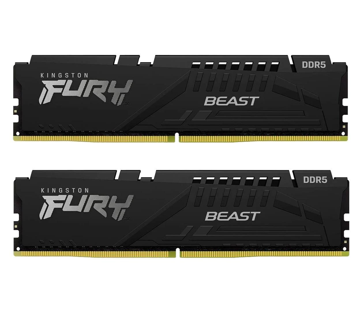Оперативна пам'ять для настільних комп'ютерів Kingston FURY 64 GB (2x32GB) DDR5 6000 MHz Beast Black XMP (KF560C40BBK2-64), фото 1