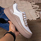 Шкіряні бежеві жіночі кеди  36 р-р, фото 2