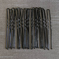 Шпилька для волос DIMI металлическая черная волнистая покрыта эмалью длина шпильки 7 см упаковка из 20 штук