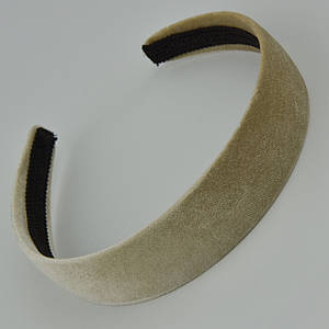 Обруч для волосся широкий класичний оксамитовий бежевого кольору всередині під замш ширина 28 мм