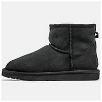 Мужские / женские зимние UGG Classic Mini Black, унисекс черные замшевые угги классик мини ботинки уги зима