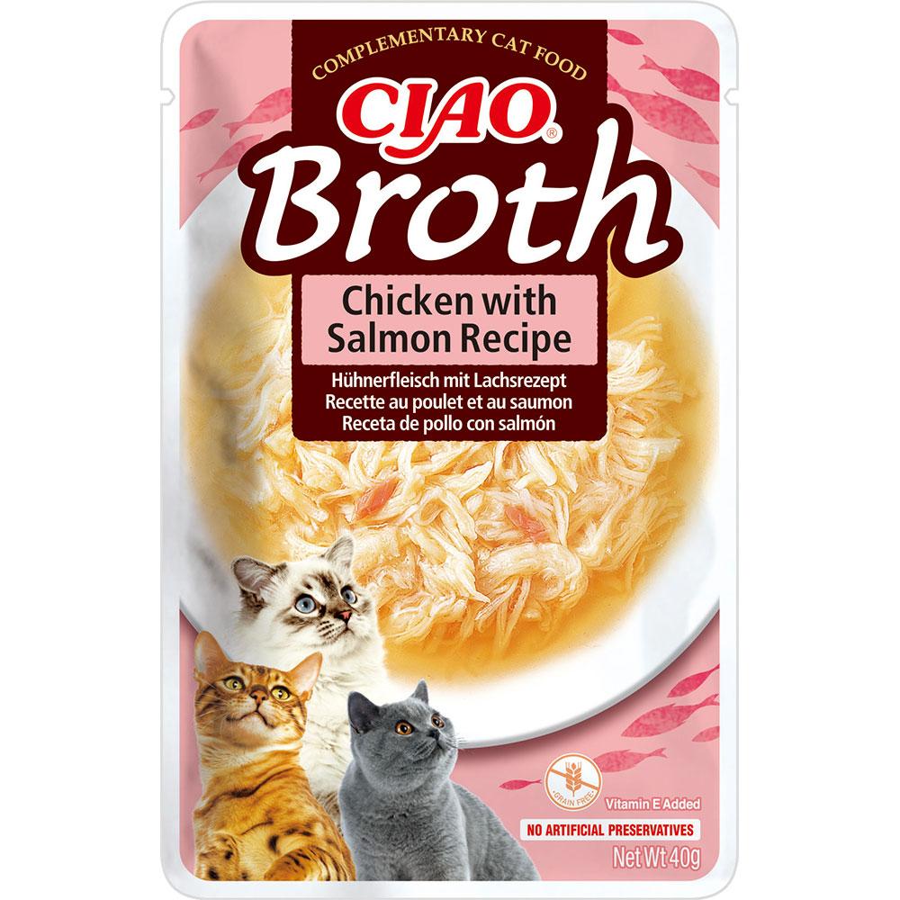 Вологий корм для котів з тушкованою куркою та лососем в бульйоні Inaba CIAO Broth 40 г, фото 1