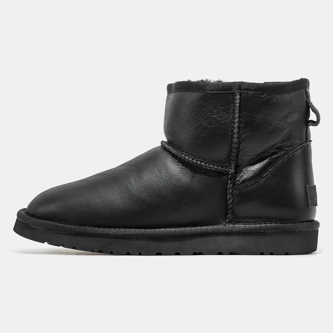 Зимові Черевики UGG Mini Black Leather / УГГ Міні Лезер Чорні