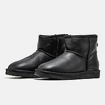 Зимові Черевики UGG Mini Black Leather / УГГ Міні Лезер Чорні, фото 4