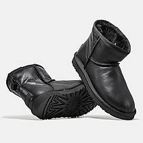 Зимові Черевики UGG Mini Black Leather / УГГ Міні Лезер Чорні, фото 3