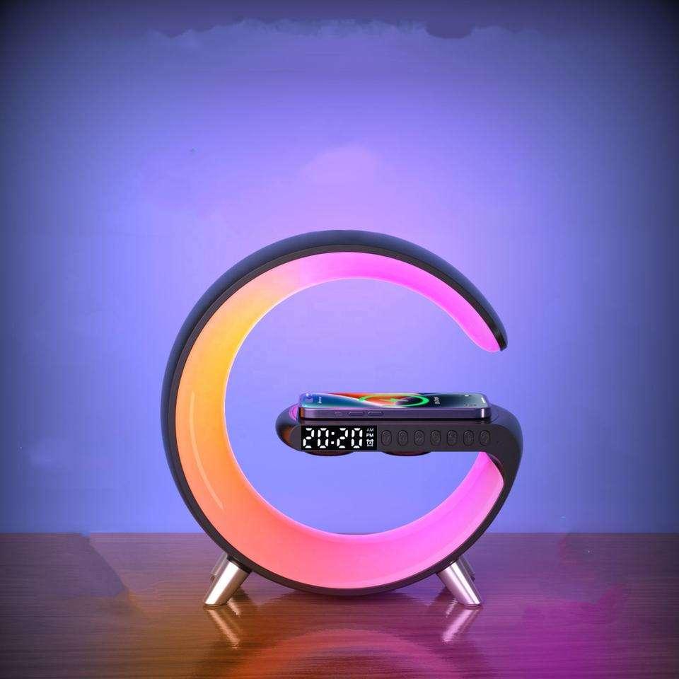 Настільна смарт лампа з бездротовою зарядкою та динаміком чорний, фото 1