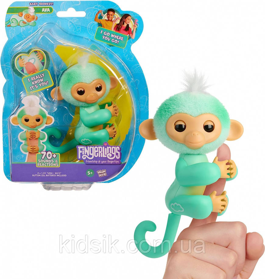 Інтерактивна іграшка мавпочка Ава New Fingerlings 2023 Interactive Baby Monkey Ava (бірюзовий) WowWee