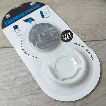 Попсокет тримач Fashion для телефона 3D "Темні хвилі" Popsocket Білий (KG-10511)