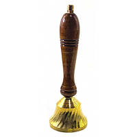 Колокол из латуни золотистый звонкий с деревянной ручкой 18