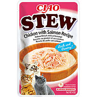 Влажный корм для кошек с тушеной курицей и лососем Inaba CIAO Stew 40 г