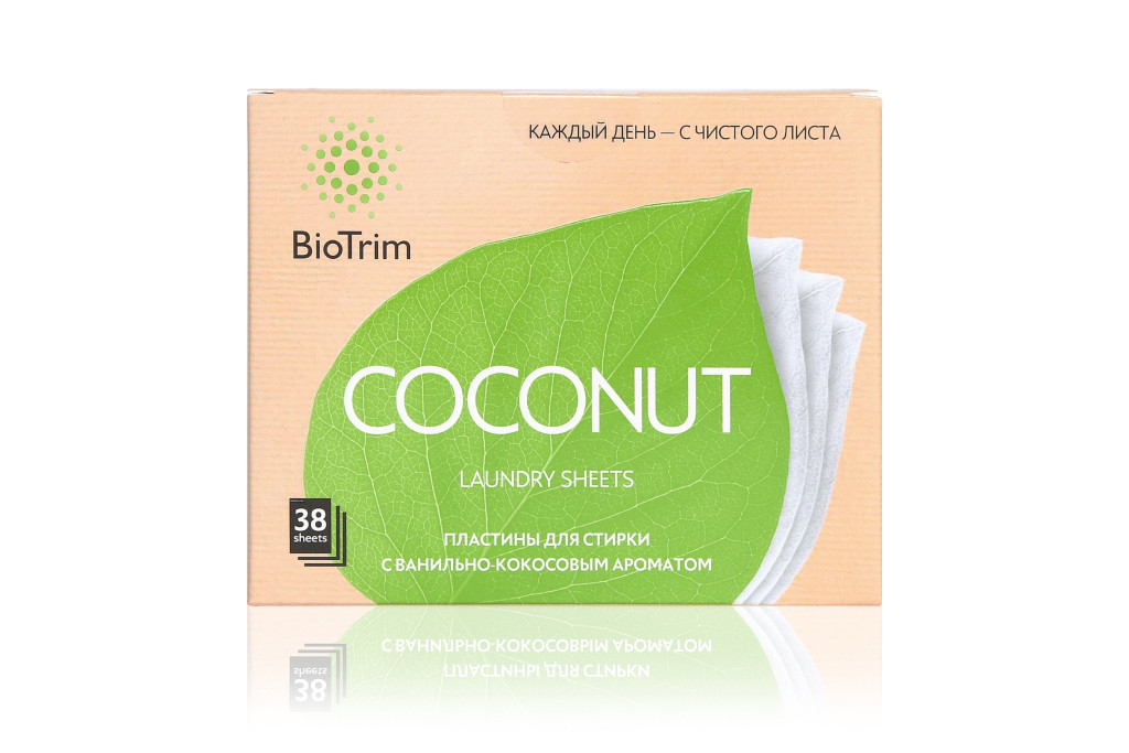 Пластини для прання BioTrim COCONUT з кокосово-ванiльним ароматом 38 шт.