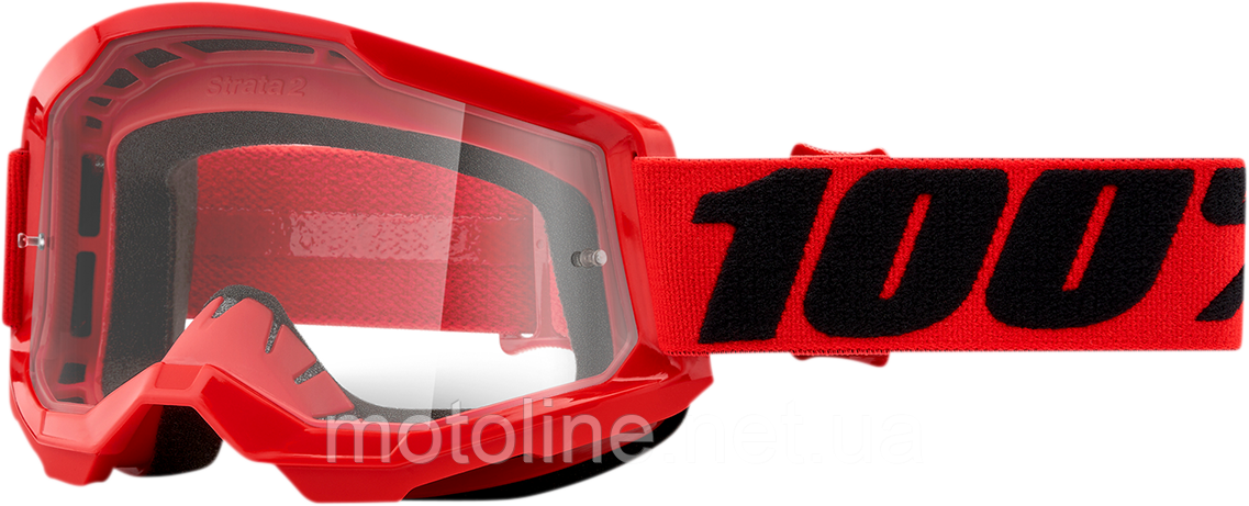 Окуляри 100% Strata 2 Red прозора лінза, червоні, фото 1