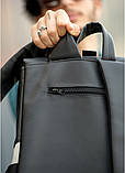 Модний шкільний рюкзак роллтоп підлітковий чоловічий з екошкіри для хлопця підлітка старшокласника 7 8 9 10 11 клас чорний-сірий, фото 8