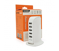 СЗУ AC100-240V iKAKU KSC-741 Jufeng Series Desktop, 5xUSB, Output: DC5V/2.4A (12W), White