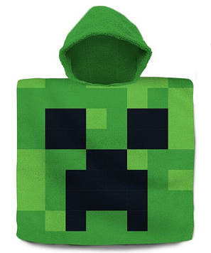 Дитячий пляжний рушник з капюшоном Майнкрафт Кріпер Minecraft 60х120 см