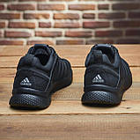 Чоловічі шкіряні кросівки Adidas black Міські на шнурках, Кросівки вуличні чорні для молоді *М-139*, фото 8