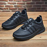 Чоловічі шкіряні кросівки Adidas black Міські на шнурках, Кросівки вуличні чорні для молоді *М-139*, фото 7