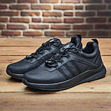 Чоловічі шкіряні кросівки Adidas black Міські на шнурках, Кросівки вуличні чорні для молоді *М-139*, фото 5