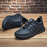 Чоловічі шкіряні кросівки Adidas black Міські на шнурках, Кросівки вуличні чорні для молоді *М-139*, фото 2